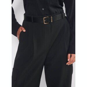 Aritzia Emblem Solid Brass Leather Belt Black Gold Sz Medium